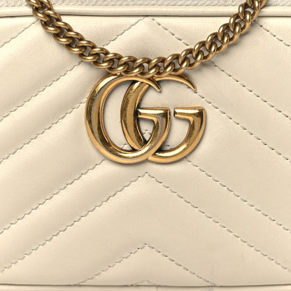 Gucci Calfskin Matelasse Mini GG Marmont Chain Crossbody Bag White 7 of 11