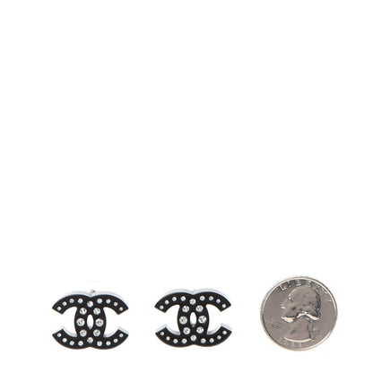 Chanel Resin Crystal CC Earrings Black 2 of 5