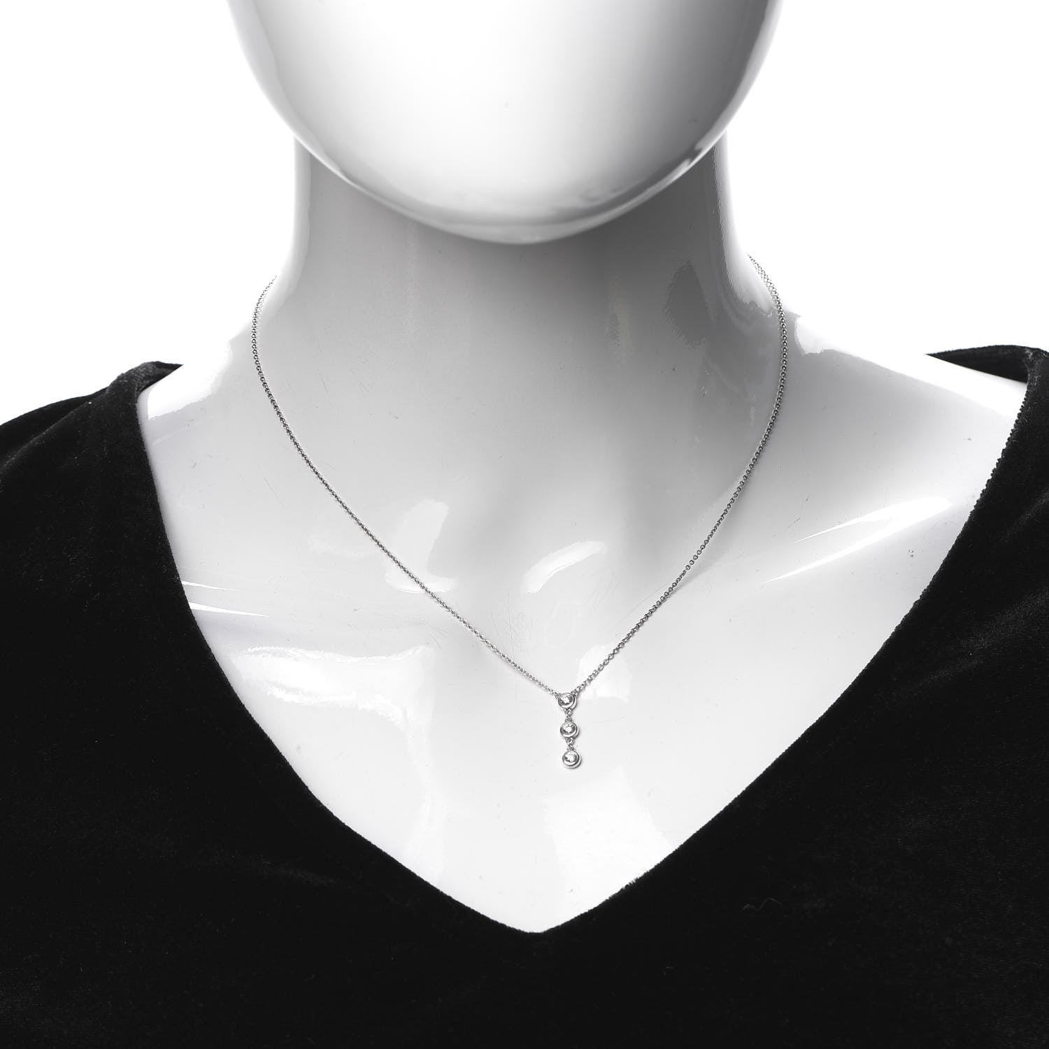 Tiffany Sterling Silver Diamond .15ctw Elsa Peretti Diamonds by the Yard Drop Pendant Necklace 2 of 6