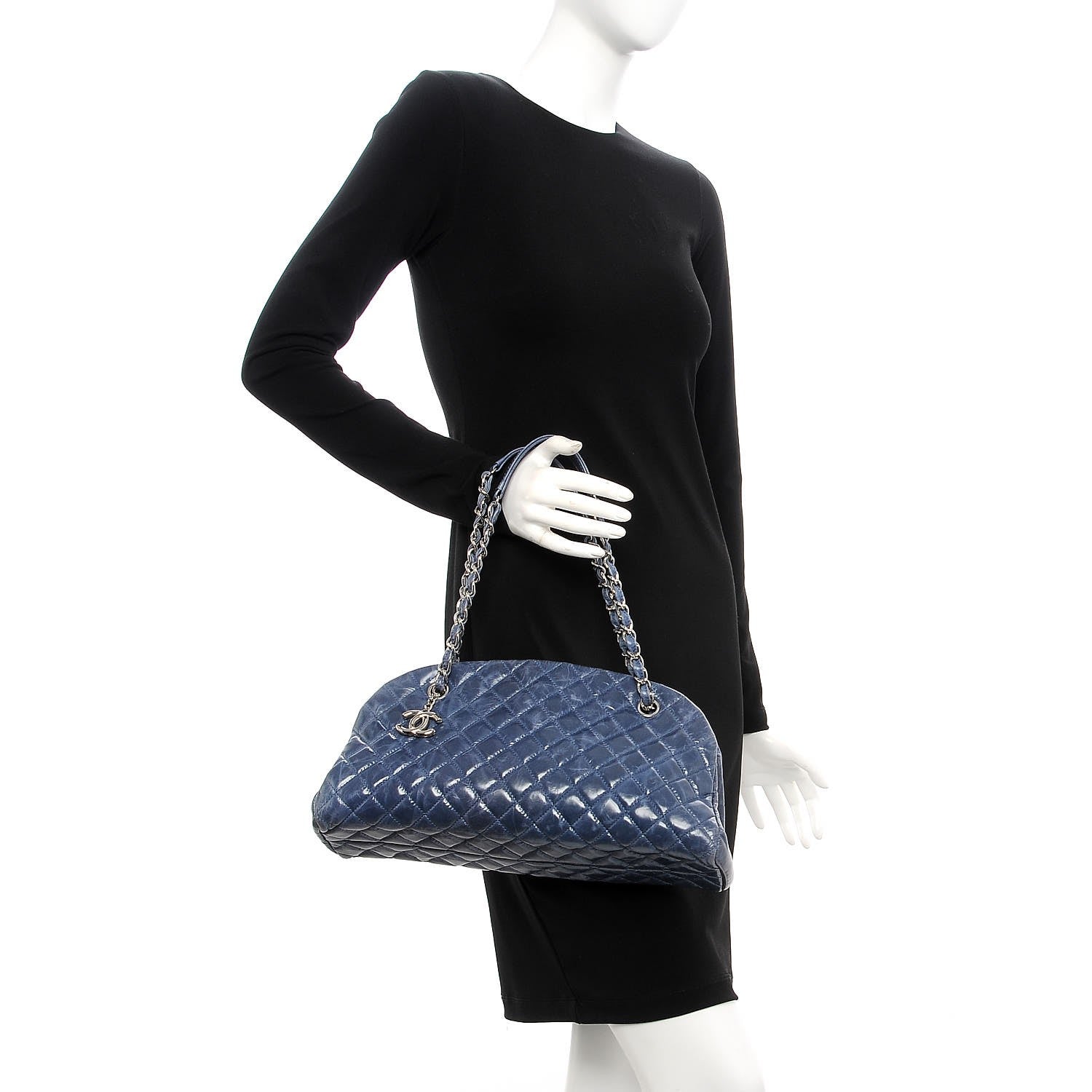 Chanel Glazed Calfskin Quilted Medium Just Mademoiselle Blue 2 of 9