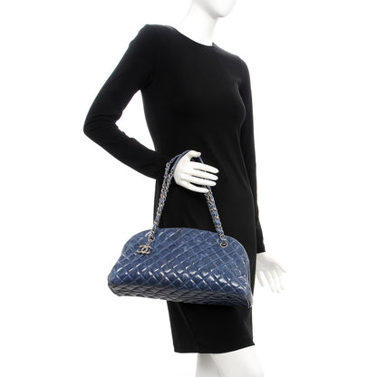 Chanel Glazed Calfskin Quilted Medium Just Mademoiselle Blue 2 of 9