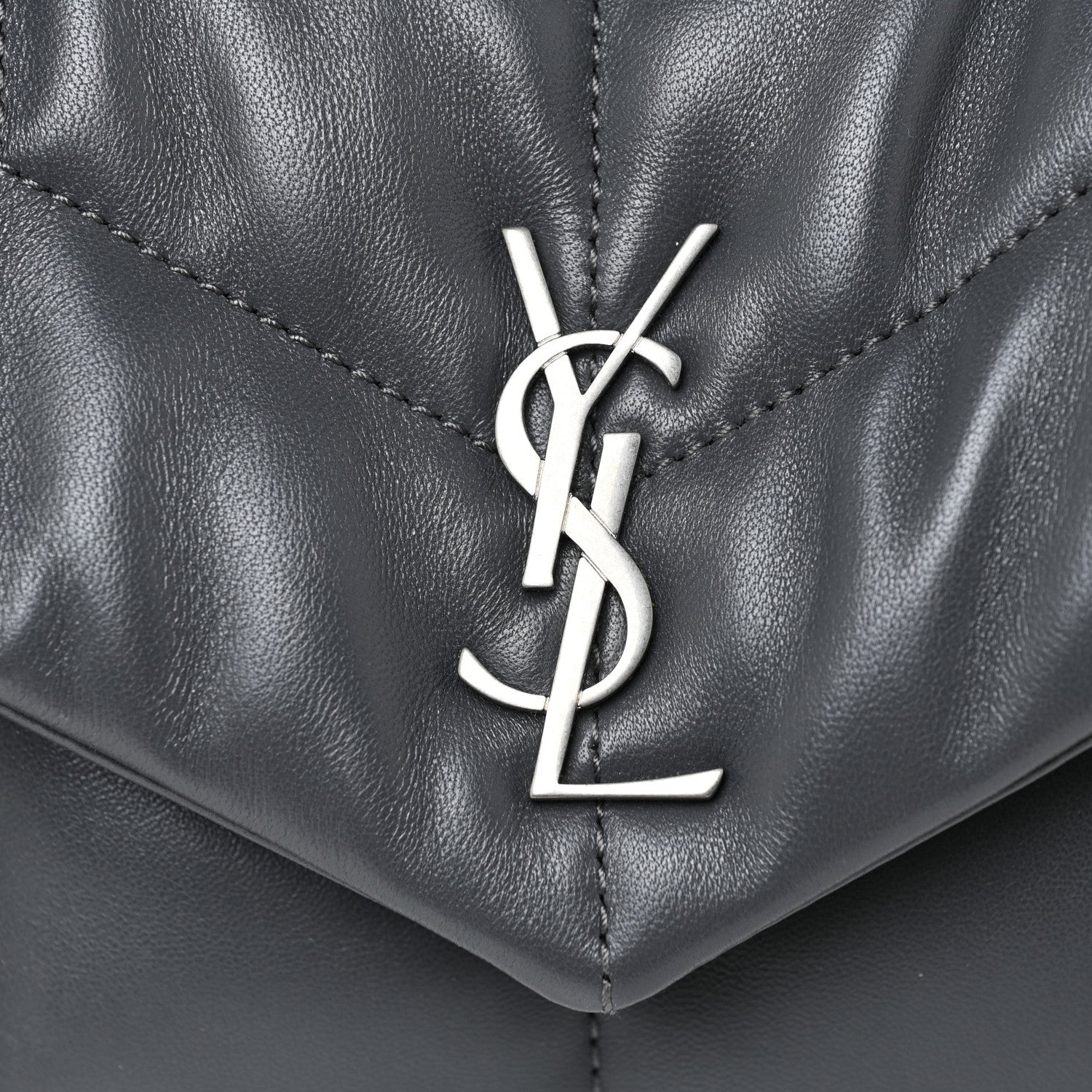 Saint Laurent Lambskin Quilted Toy Loulou Puffer Monogram Chain Satchel Storm 7 of 13