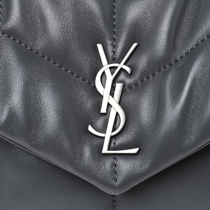 Saint Laurent Lambskin Quilted Toy Loulou Puffer Monogram Chain Satchel Storm 7 of 13