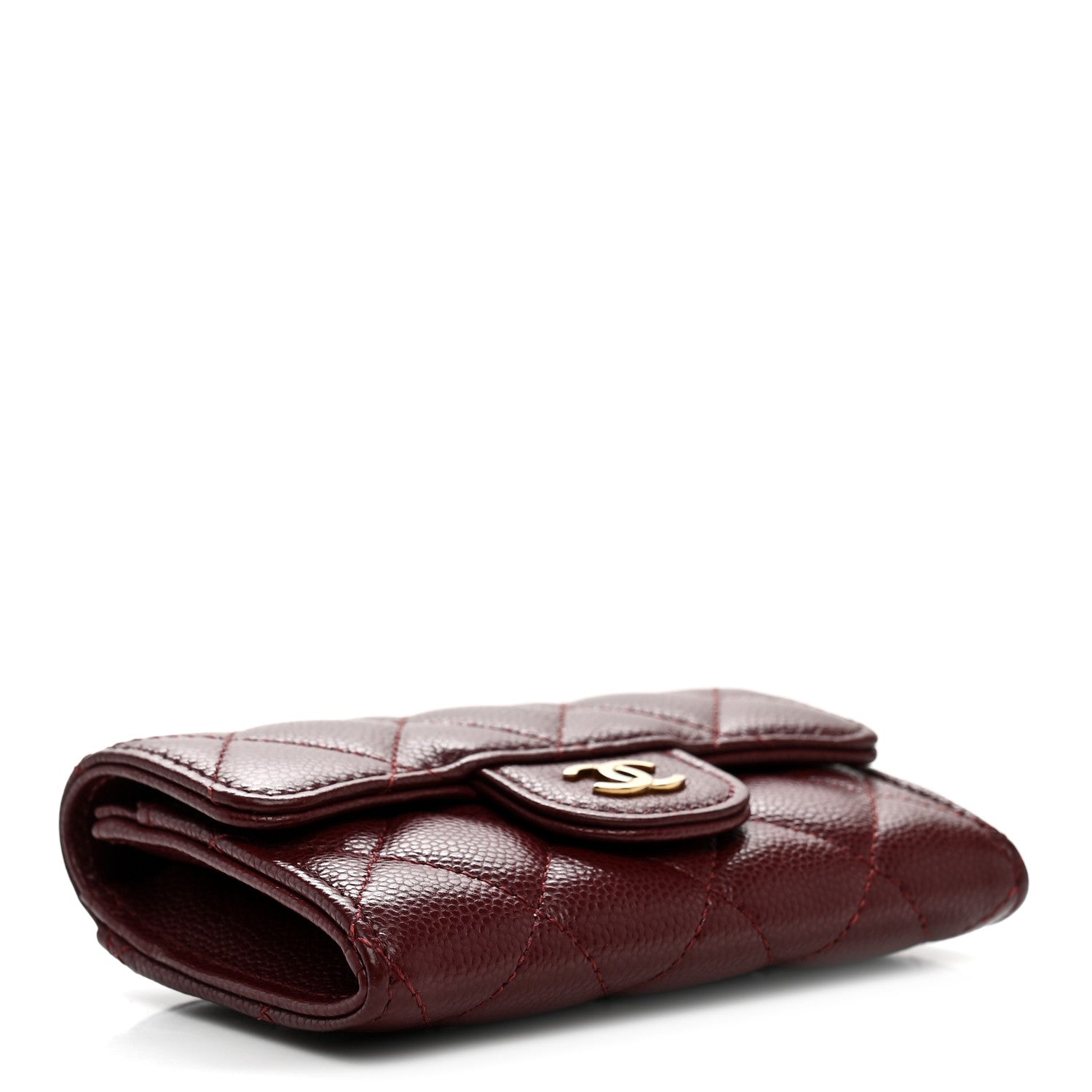 Chanel Caviar Quilted Flap Card Holder Wallet Burgundy 4 of 9