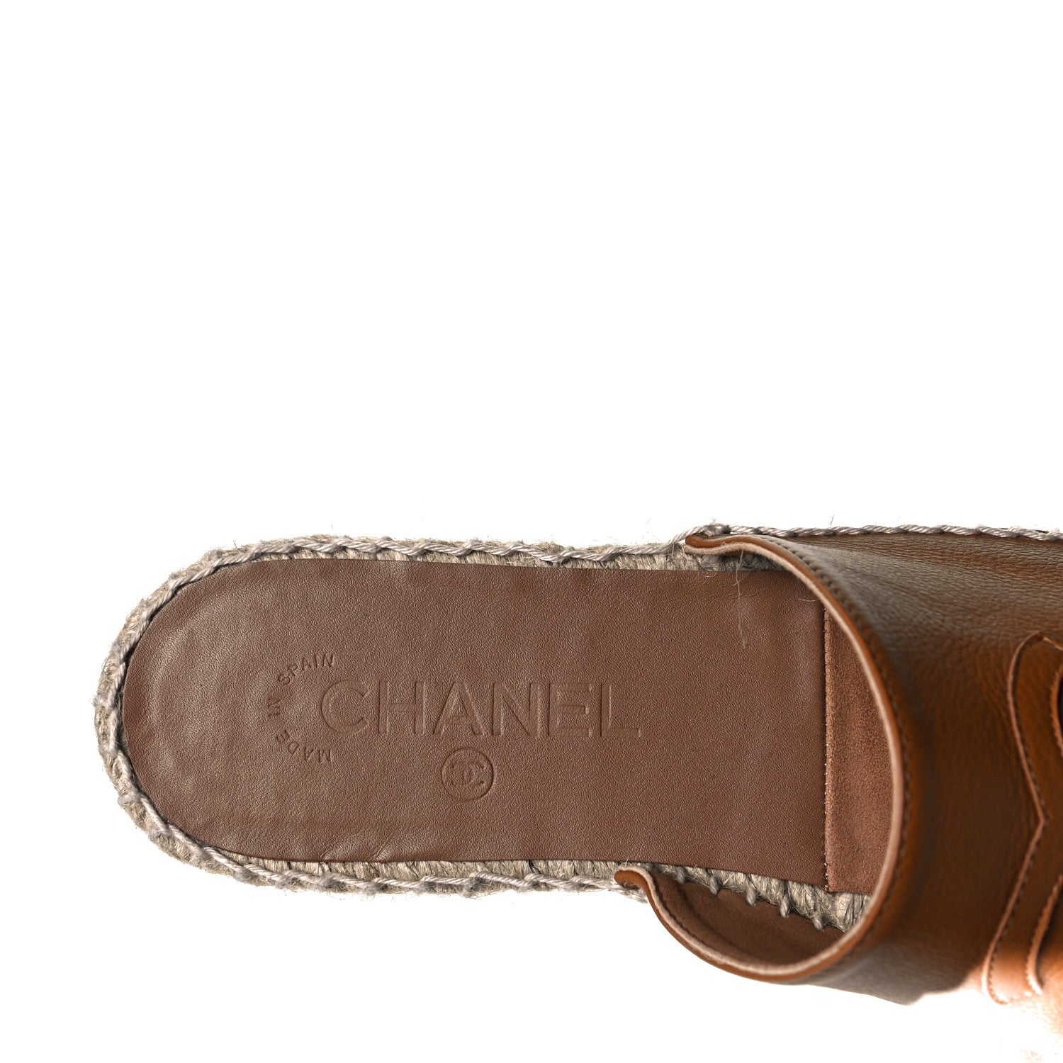 Chanel Calfskin CC Espadrille Mules 39 Light Brown 6 of 9