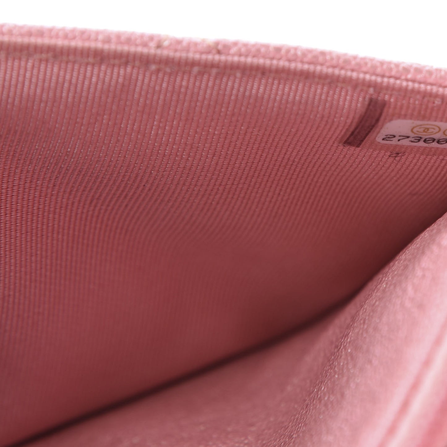 Iridescent Caviar Quilted Wallet on Chain WOC Rose Pink