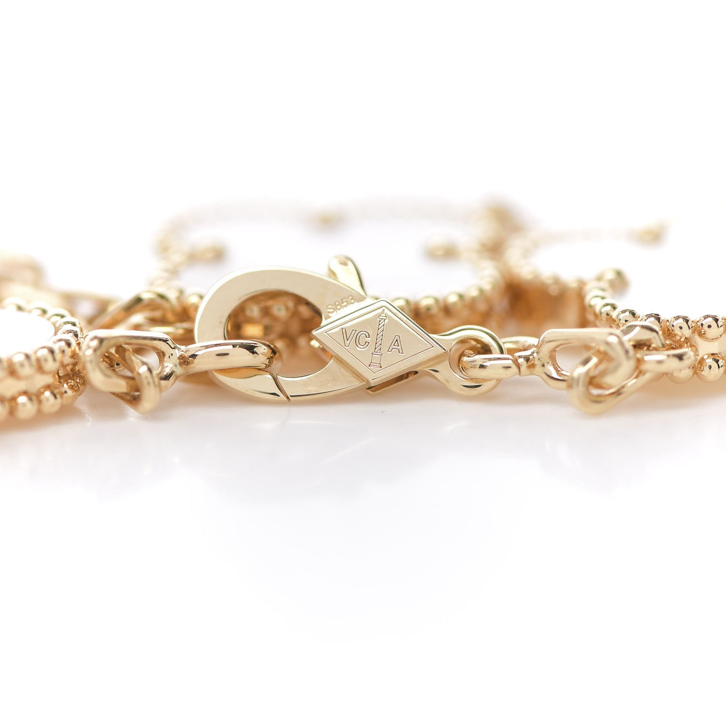 18K Yellow Gold Mother of Pearl 5 Motifs Vintage Alhambra Bracelet