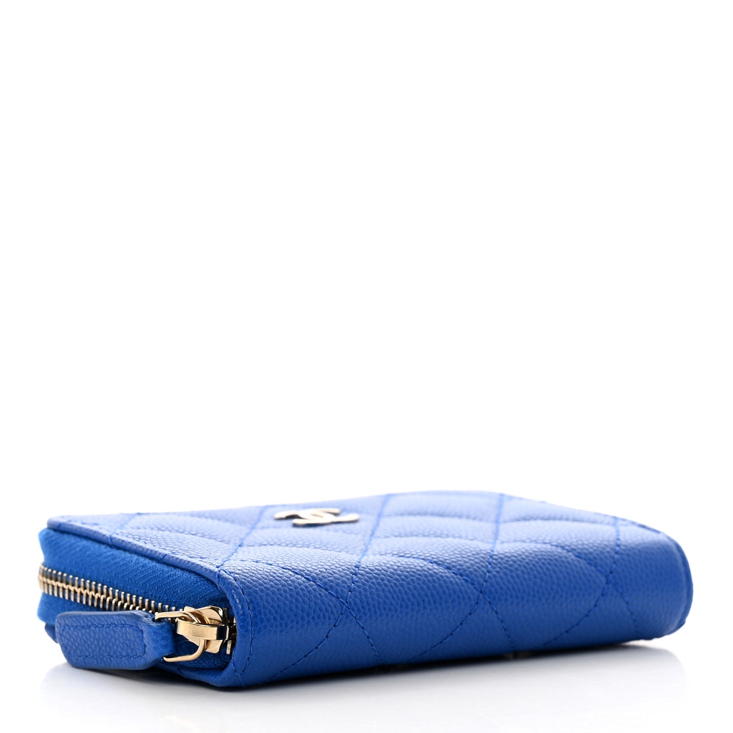 Caviar Quilted Zip Coin Purse Dark Blue