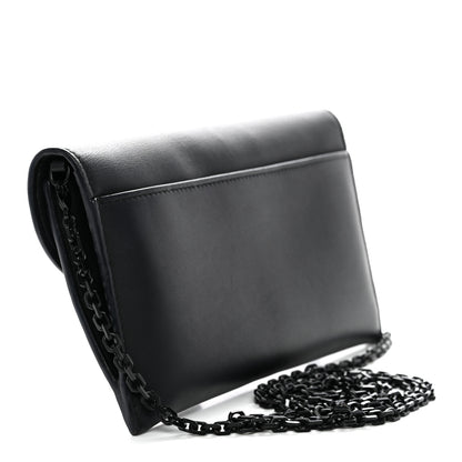 Christian Dior Ultra Matte Calfskin Saddle Chain Wallet Pouch Black 4 of 12