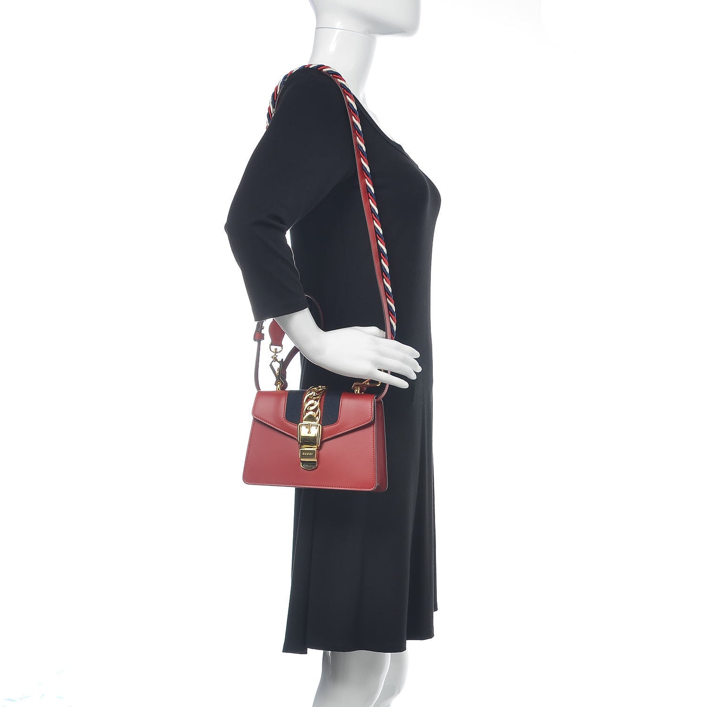Calfskin Mini Sylvie Top Handle Bag Hibiscus Red