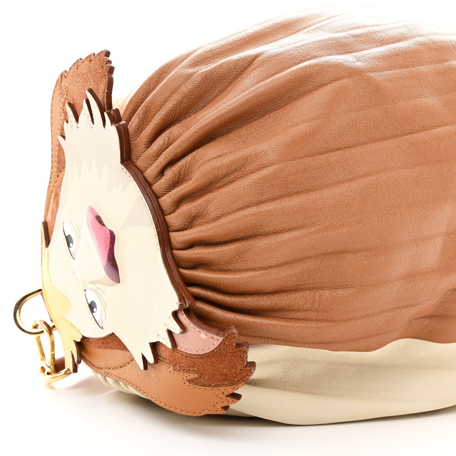 Loewe X HOWLS MOVING CASTLE Lambskin Pleated Heen Bracelet Pouch Shoulder Bag Rust 8 of 11