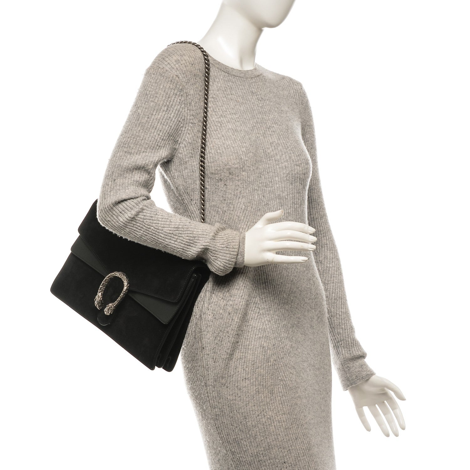 Gucci Suede Medium Dionysus Shoulder Bag Black 2 of 7