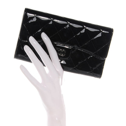 Chanel Patent Quilted Large Flap Wallet Black 2 of 8