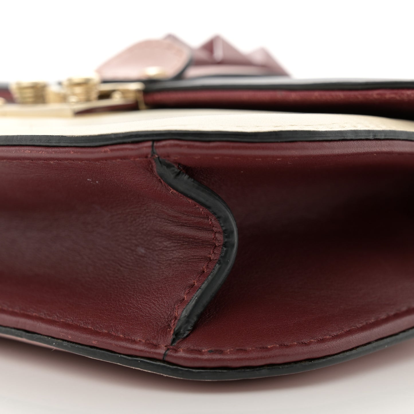 Vitello Small Glam Lock Rockstud Flap Light Ivory Water Rose Marine Rubin