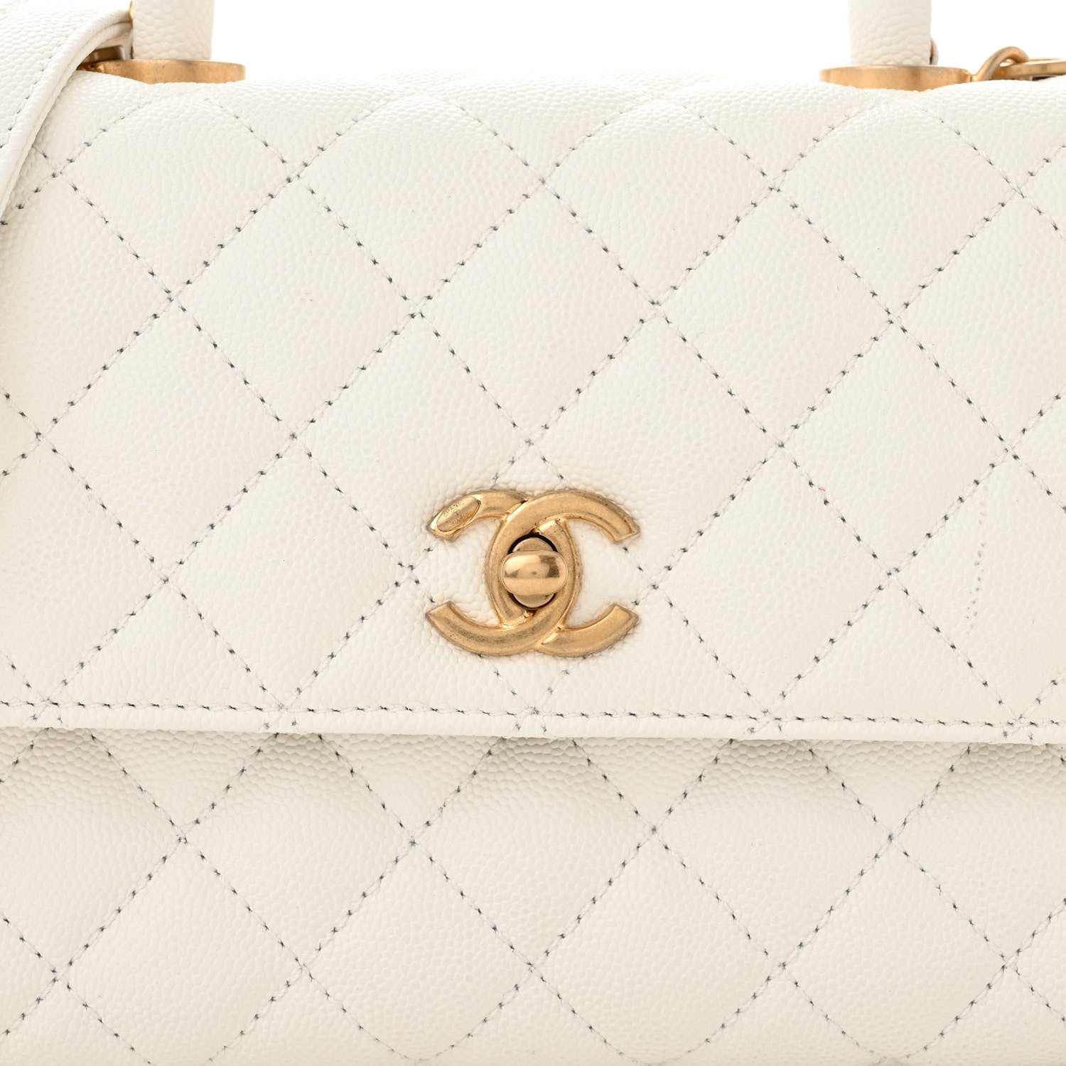 Chanel Caviar Quilted Mini Coco Chain Handle Flap White 8 of 11