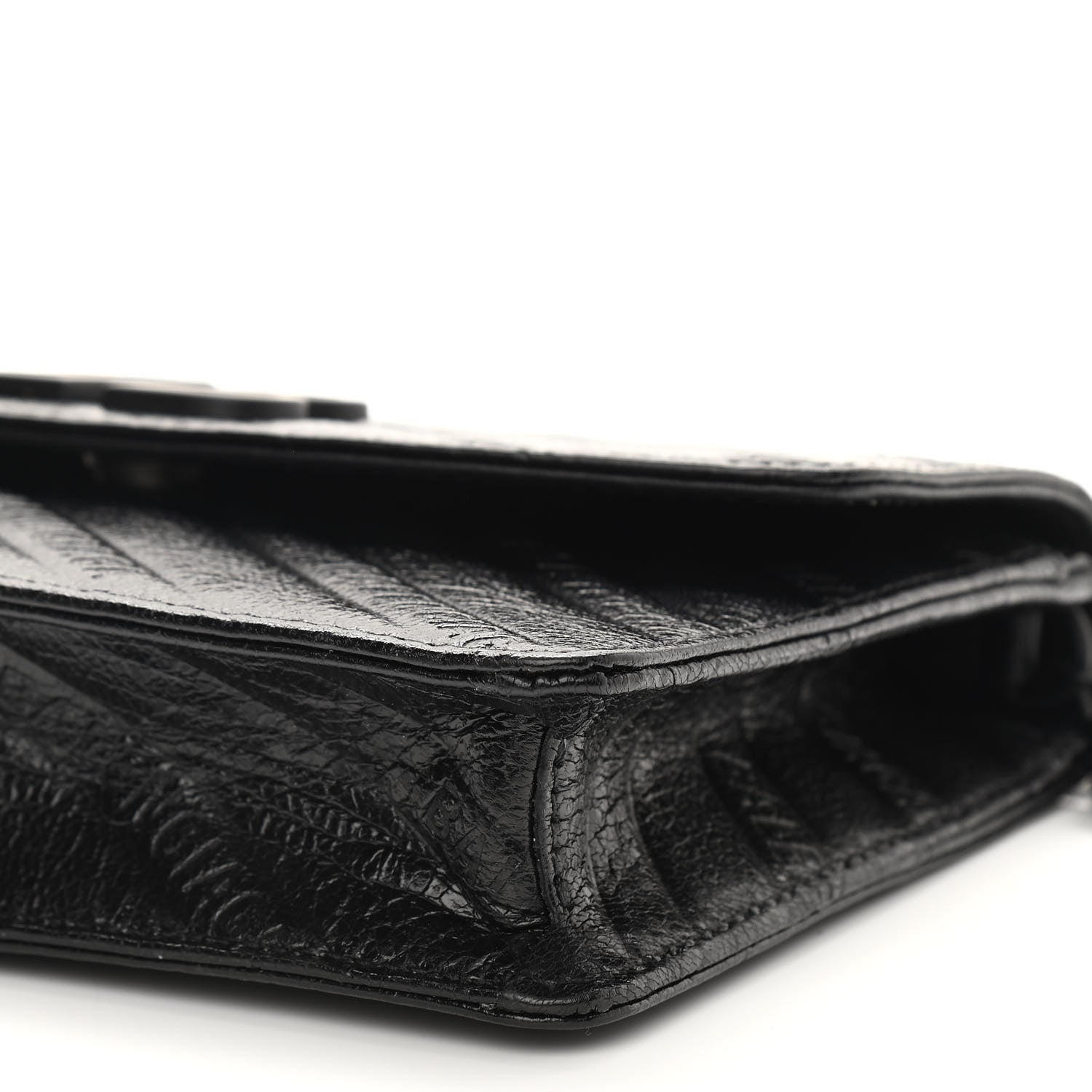 Balenciaga Shiny Goatskin Logo Embossed Monochrome BB Wallet On Chain Black 7 of 9
