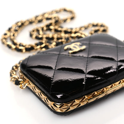 Chanel Glazed Goatskin Quilted Small Box With Chain Black 9 of 10