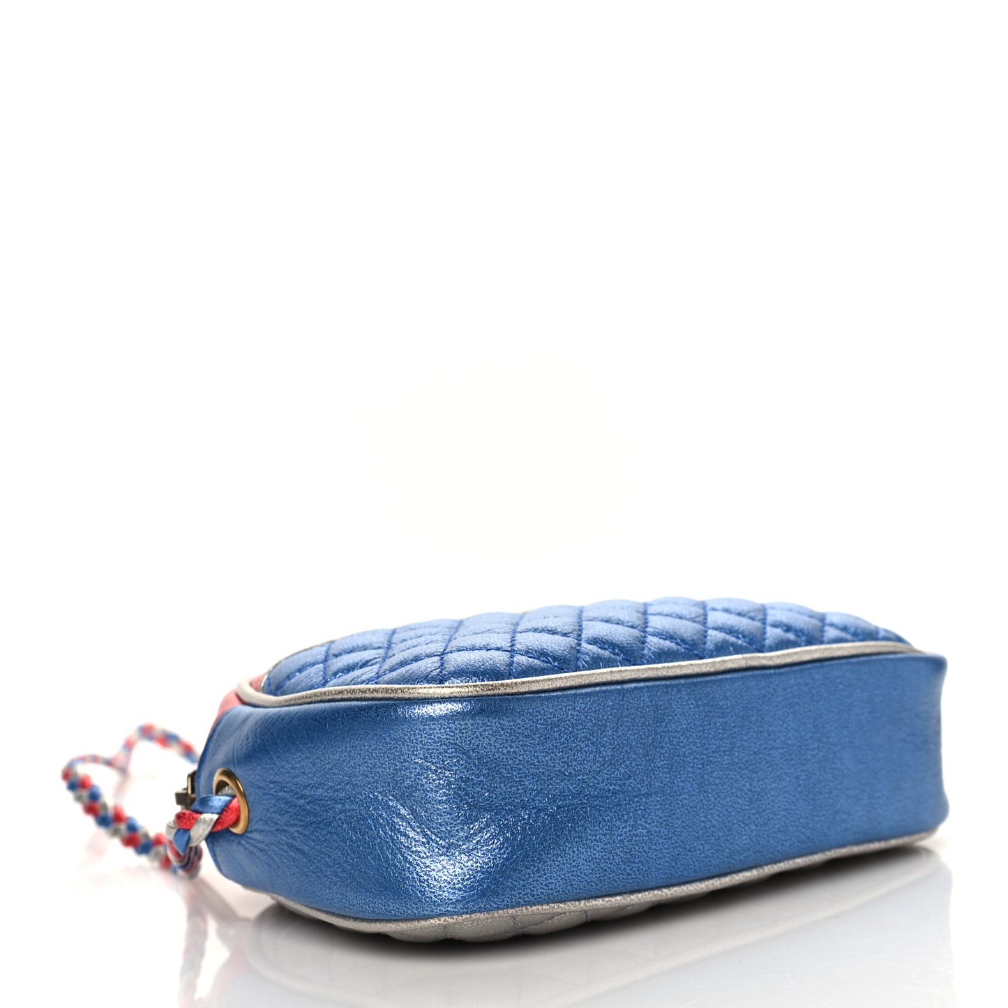 Laminated Nappa Trapuntata Mini Zumi Dome Shoulder Bag Rosso Marine Argento