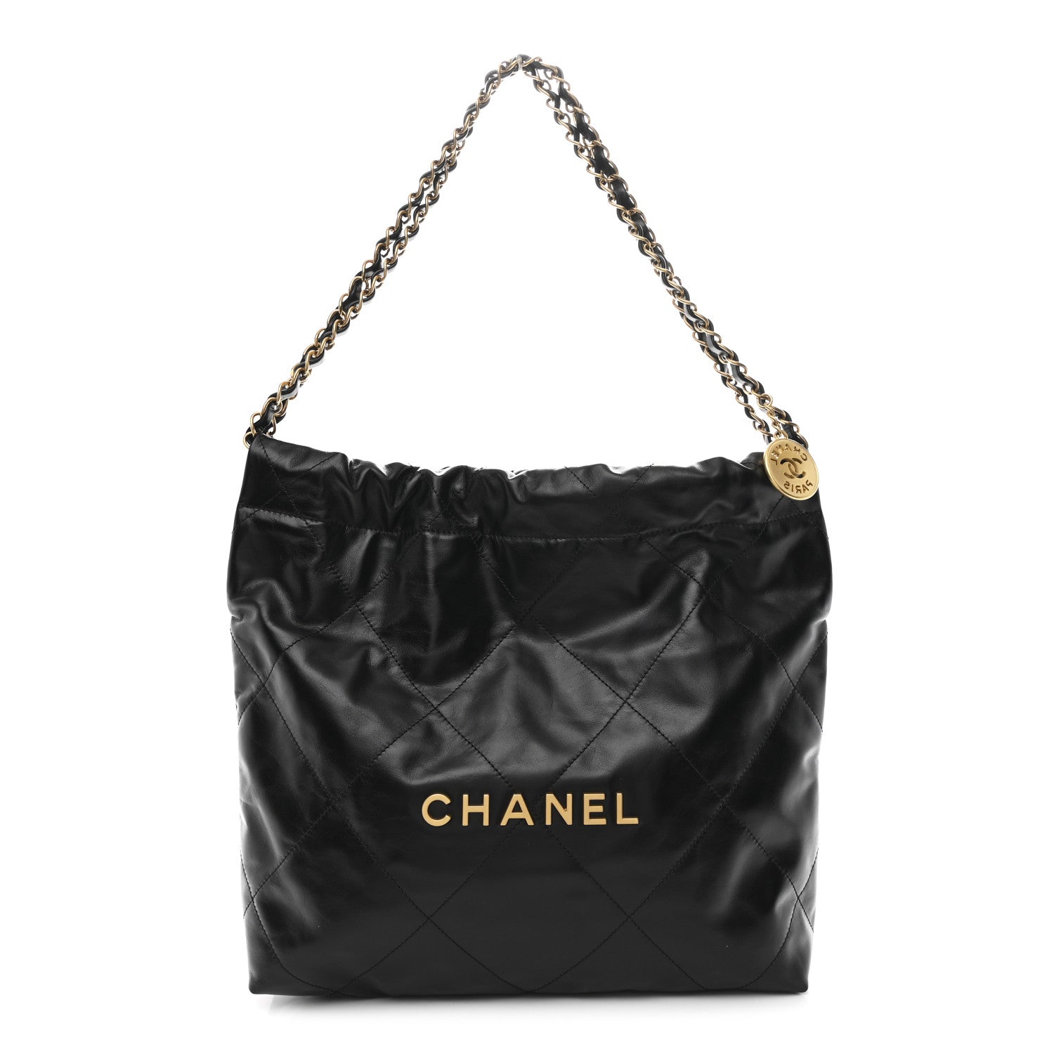 Chanel Shiny Calfskin Quilted Small Chanel 22 Black 1 of 13