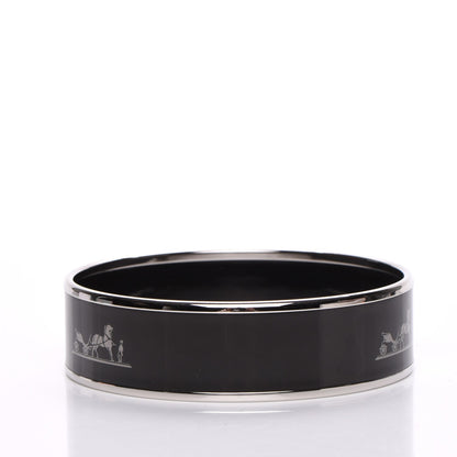 Hermes Enamel Printed Wide Caleche Bracelet 65 Black 3 of 6