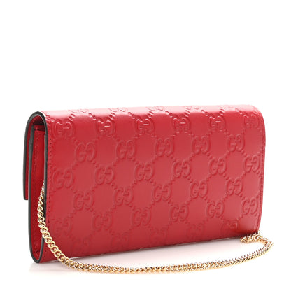 Gucci Guccissima Padlock Continental Chain Wallet Hibiscus Red 3 of 10