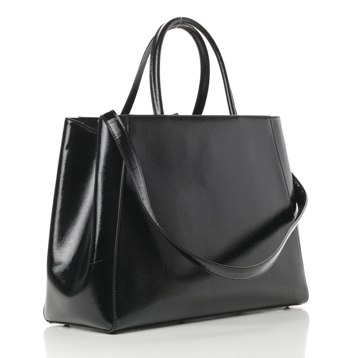 Fendi Patent Vitello Elite Regular 2Jours Tote Black 3 of 12