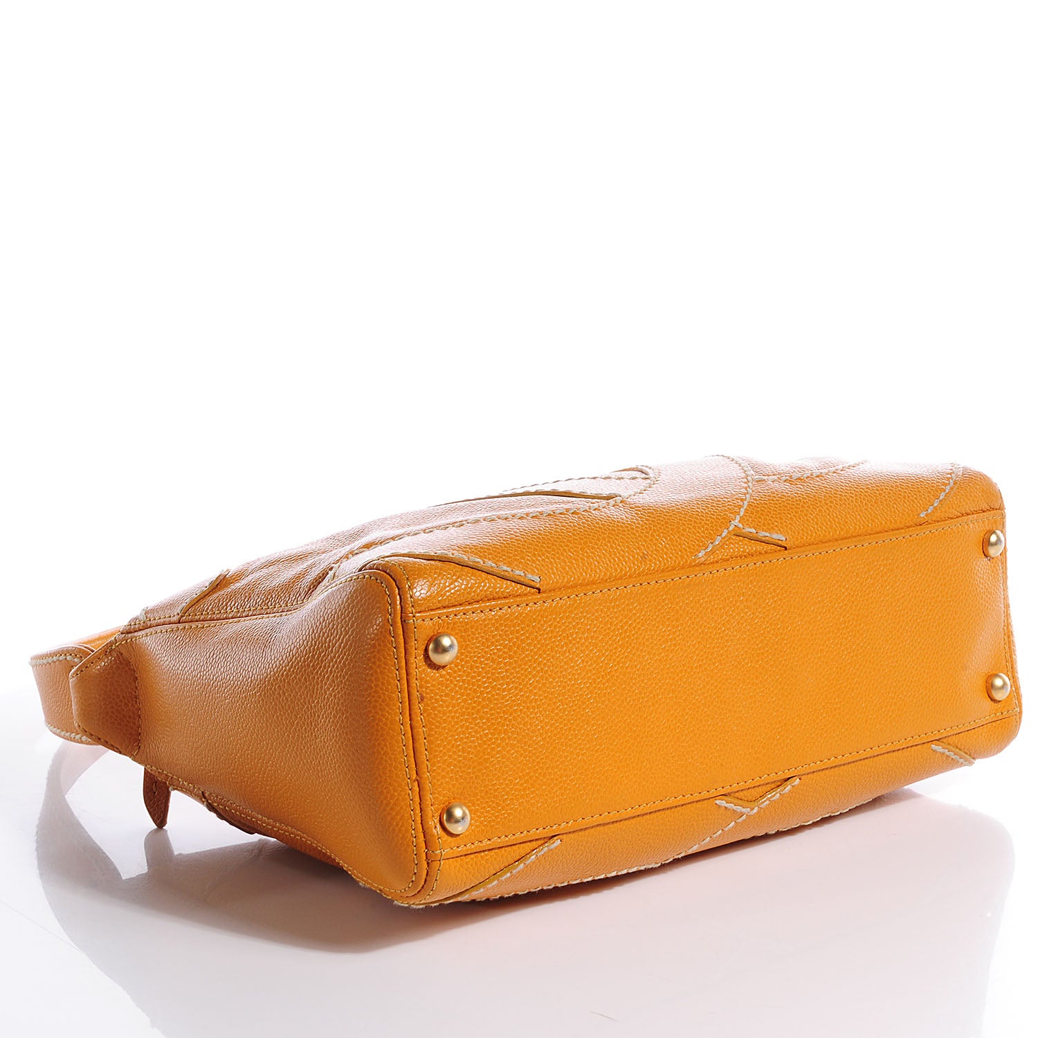 Chanel Caviar CC Stitched Shoulder Bag Yellow 4 of 7