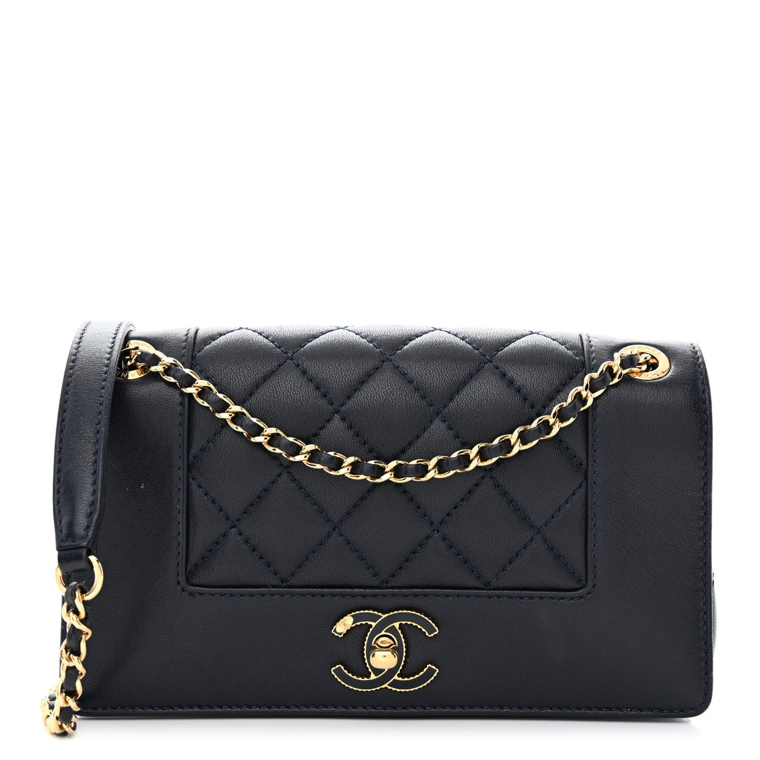 Chanel Sheepskin Quilted Small Vintage Mademoiselle Flap Dark Navy 1 of 13