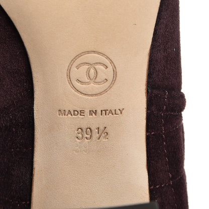 Chanel Suede Tweed Patent Quilted Zip Knee High Boots 39.5 Black Navy Burgundy 10 of 12