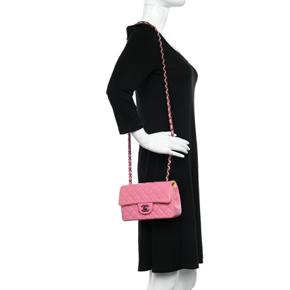 Chanel Lambskin Quilted Mini Rectangular Flap Pink Yellow 2 of 11