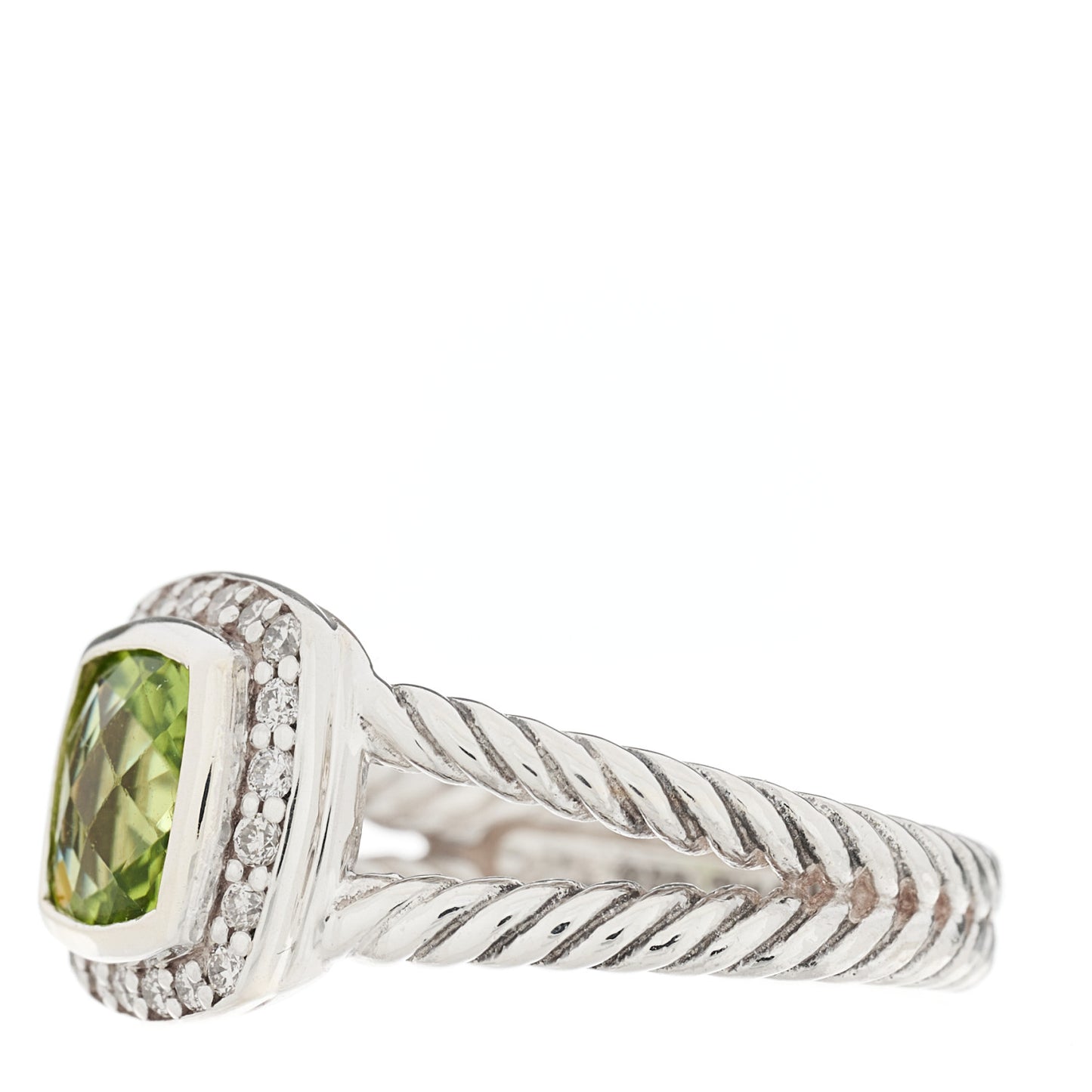 Sterling Silver Diamond Peridot 7mm Petite Albion Ring 51 5.75