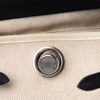 Hermes Toile Vache Calfskin Herbag 30 PM Natural Black 9 of 16