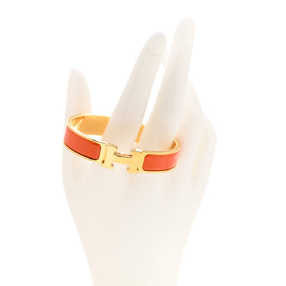 Hermes Enamel Narrow Clic Clac H Bracelet PM Orange 2 of 6