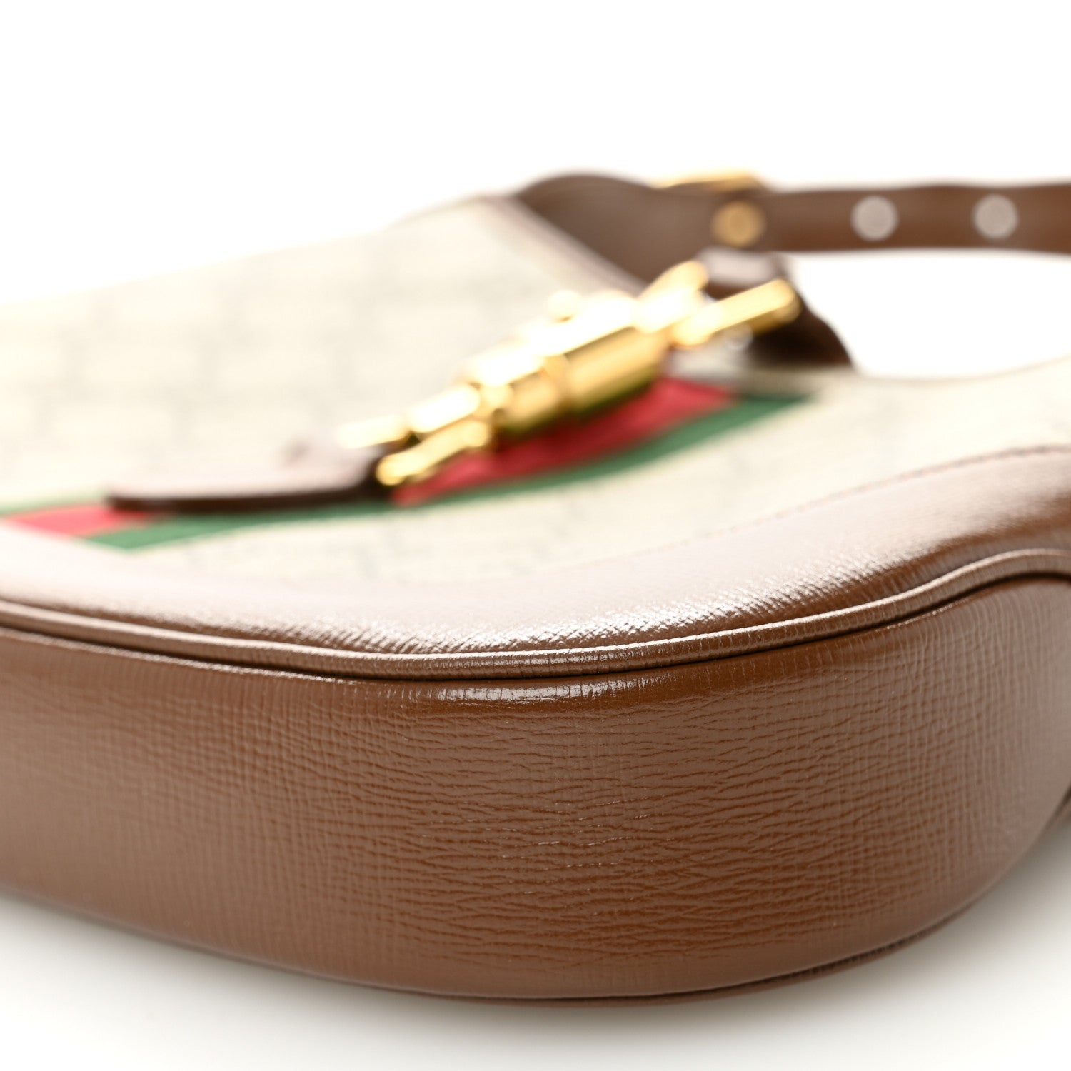 Gucci GG Supreme Monogram Azalea Calfskin Web Small Jackie 1961 Hobo Beige Ebony Brown Sugar 10 of 13