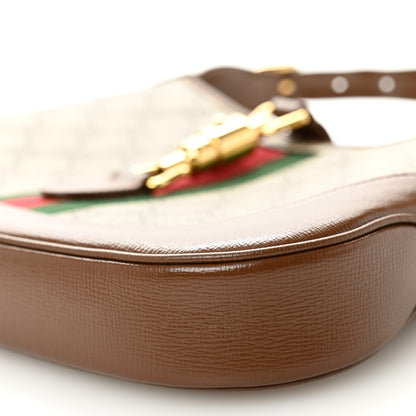 Gucci GG Supreme Monogram Azalea Calfskin Web Small Jackie 1961 Hobo Beige Ebony Brown Sugar 10 of 13