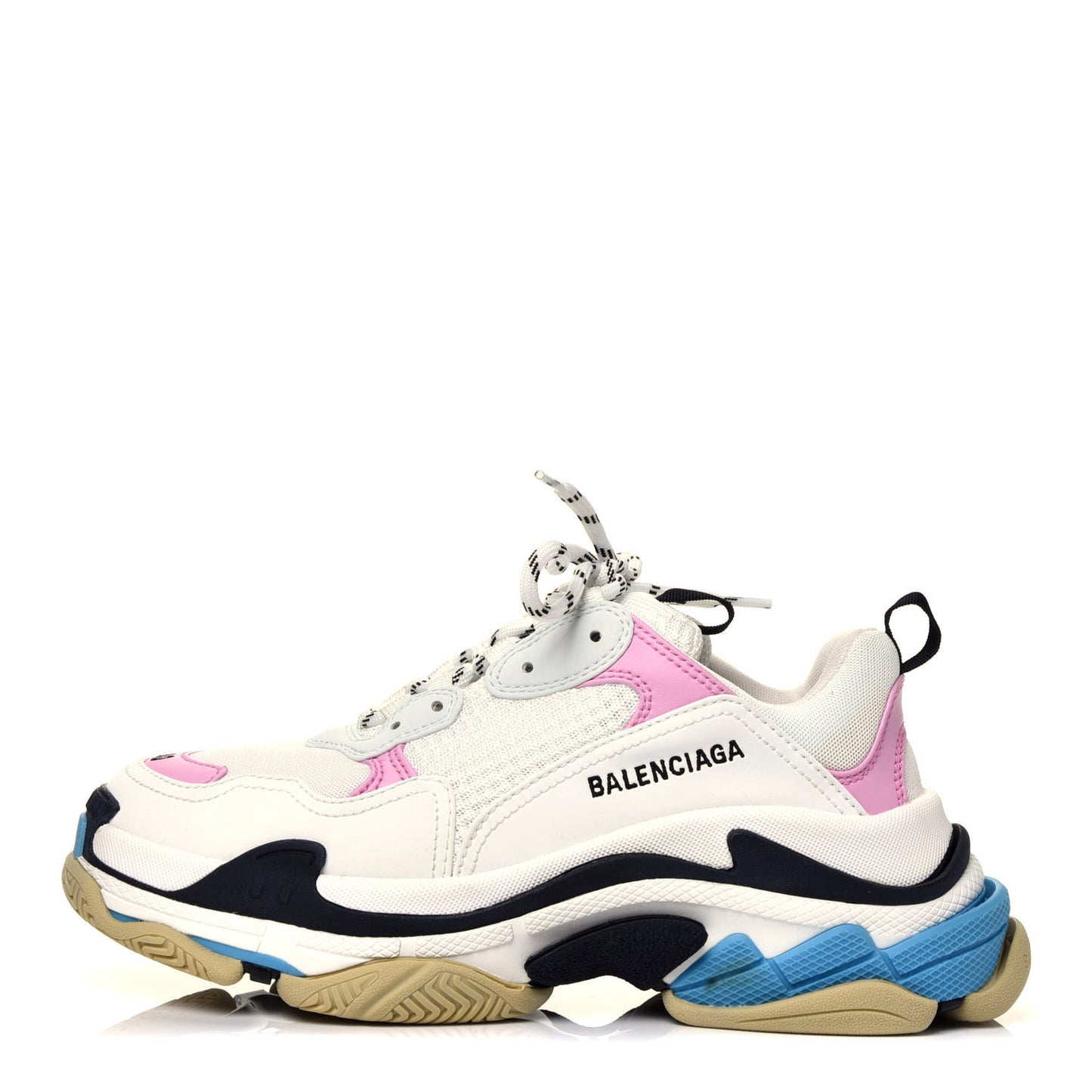Fabric Mesh Washed Effect Womens Triple S Sneakers 40 Pink White Blue