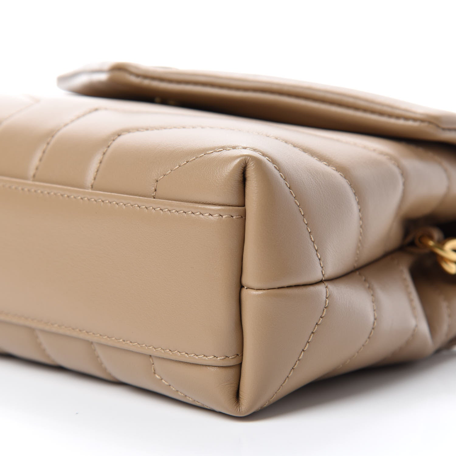 Saint Laurent Calfskin Y Quilted Monogram Toy Loulou Crossbody Bag Latte 7 of 12