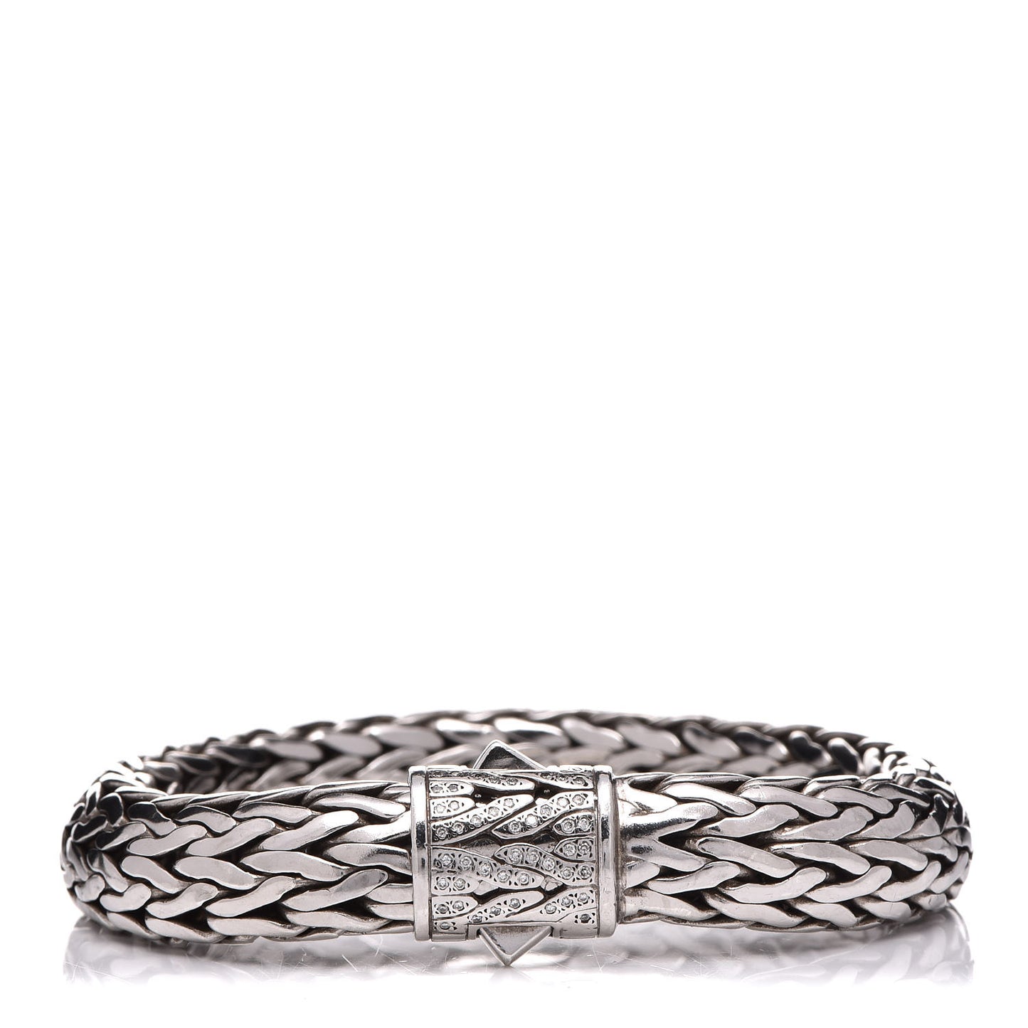 Sterling Silver 18K Gold Diamond 11mm Classic Chain Bracelet