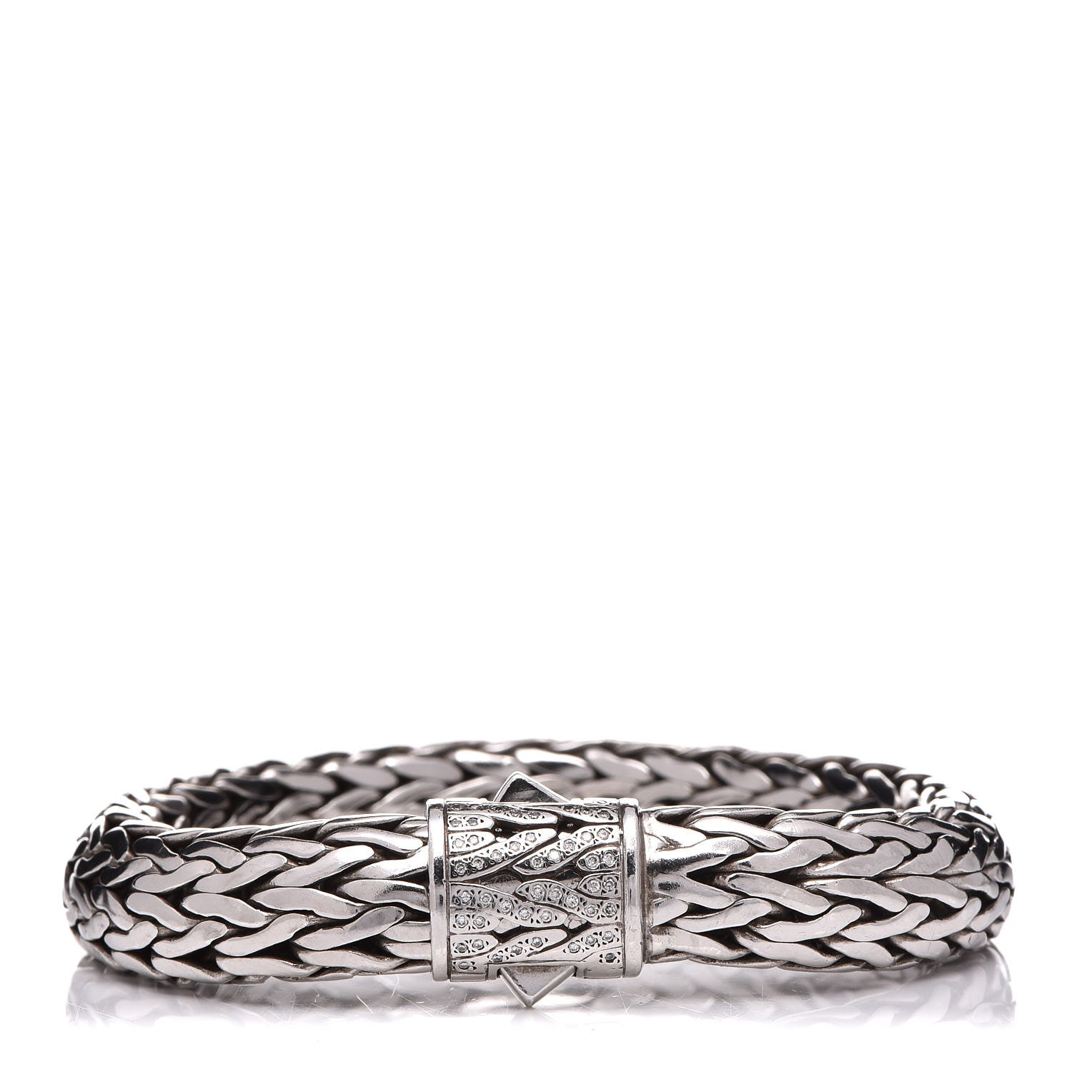 John Hardy Sterling Silver 18K Gold Diamond 11mm Classic Chain Bracelet 1 of 6