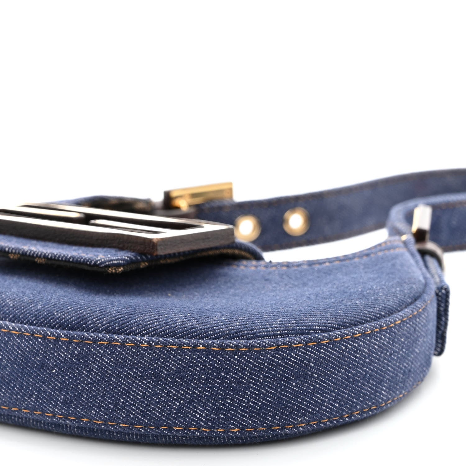 Fendi Denim Vitello King Cuoio Mini Cookie Hobo Bag Blue Ebano 10 of 10