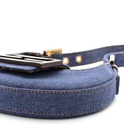 Fendi Denim Vitello King Cuoio Mini Cookie Hobo Bag Blue Ebano 10 of 10