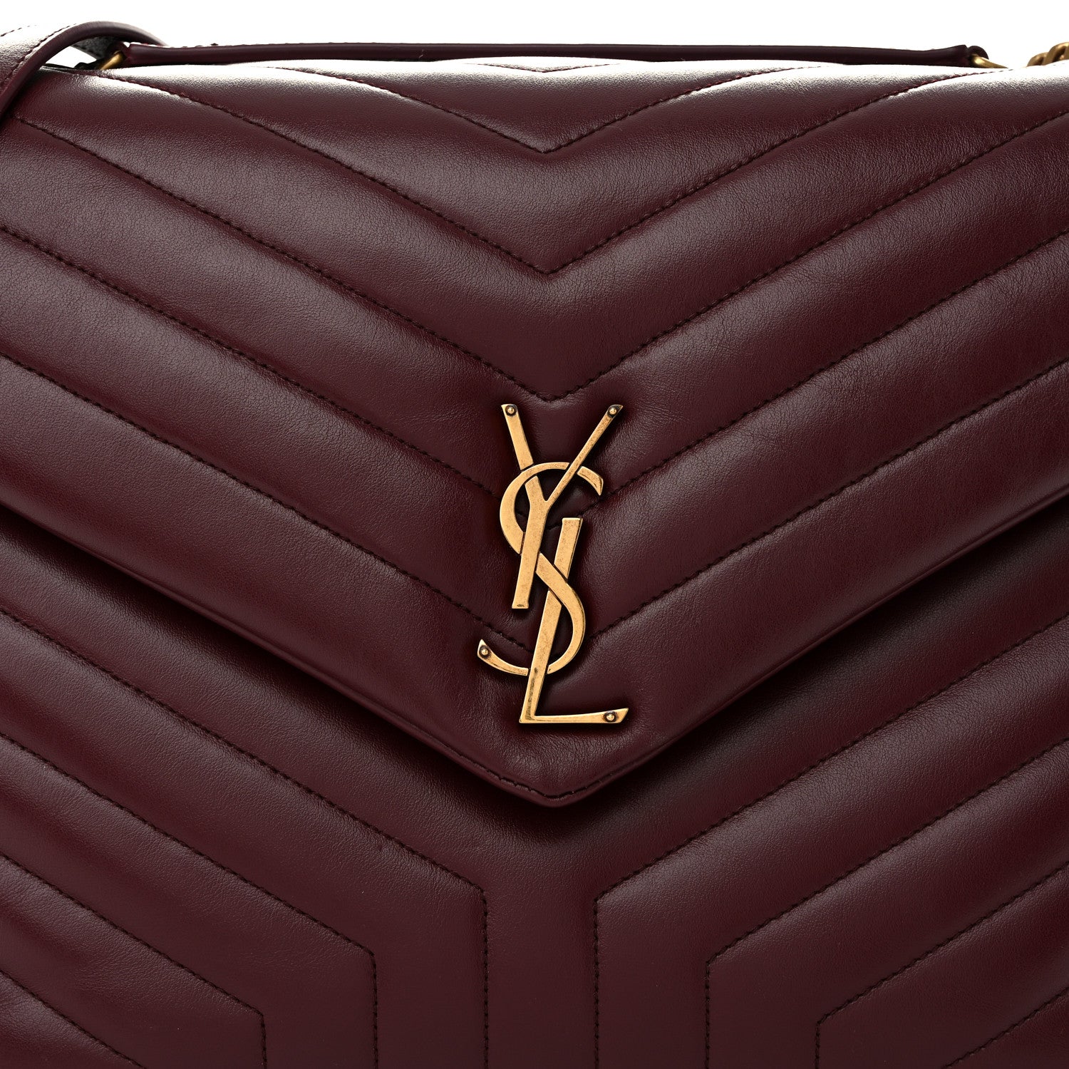 Saint Laurent Calfskin Y Quilted Monogram Large Loulou Chain Satchel Palissandre 8 of 11