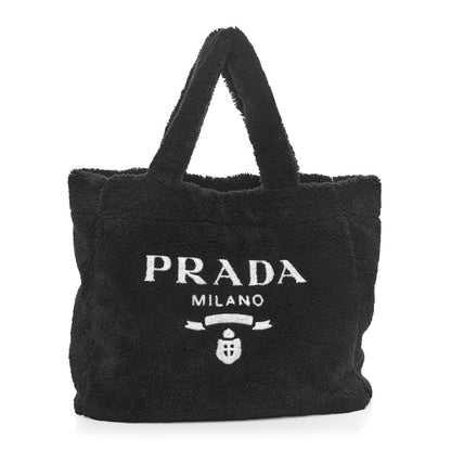 Prada Terry Cloth Tote Bag Black White 1 of 9