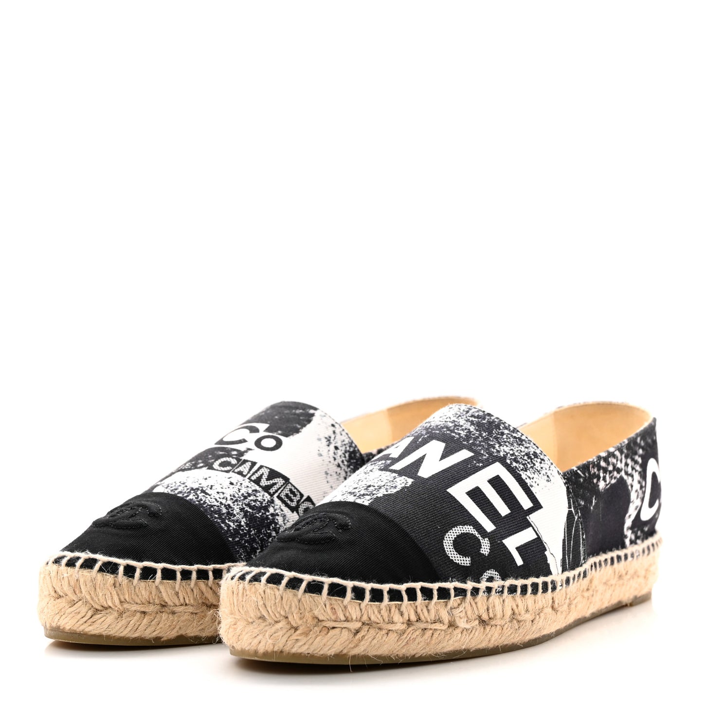 Printed Canvas Grosgrain 31 Rue Cambon Espadrilles 40 Black White
