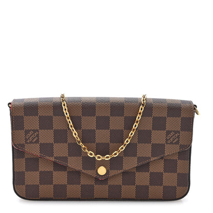 Louis Vuitton Damier Ebene Pochette Felicie Chain Wallet 1 of 11