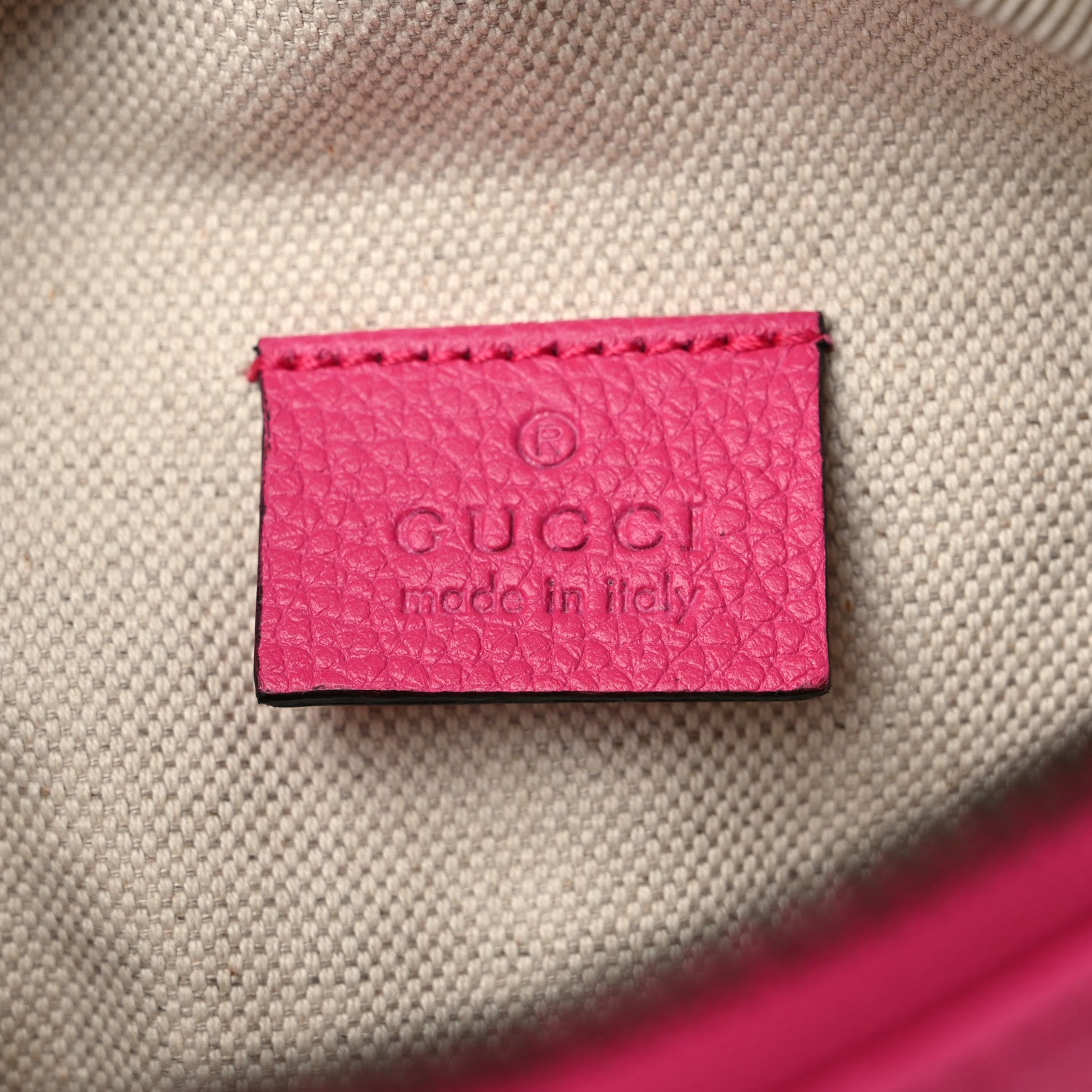 Gucci Grained Calfskin Small Logo Belt Bag Box Pink Green 6 of 9
