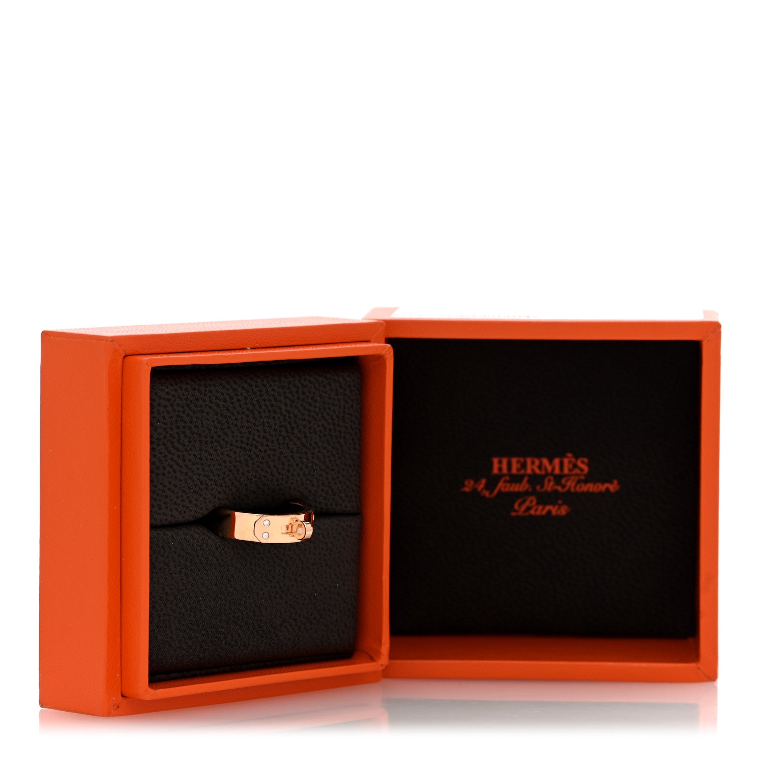 Hermes 18K Rose Gold Diamond PM Kelly Ring 52 6 5 of 5