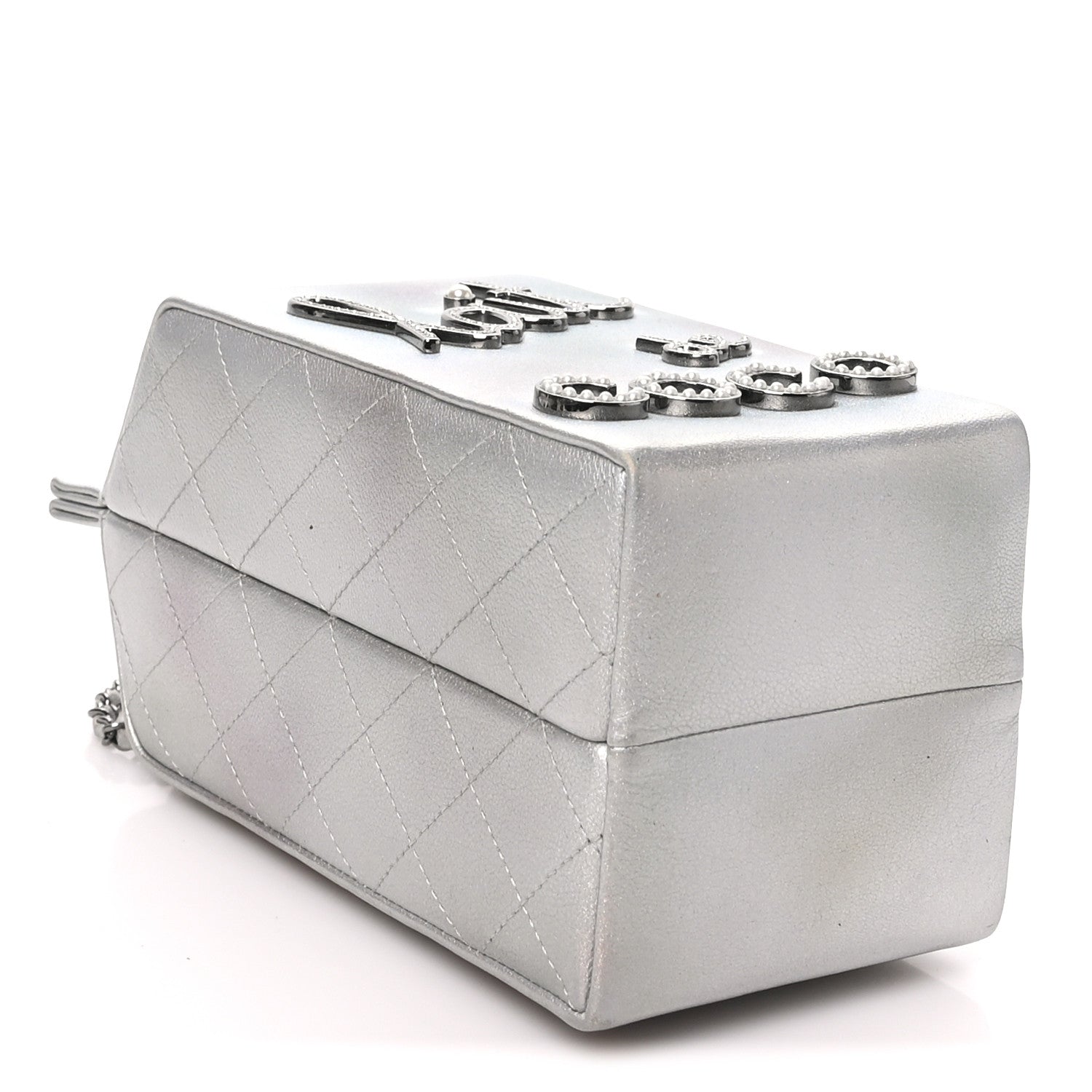 Chanel Metallic Goatskin Lait de Coco Milk Carton Bag Silver 4 of 10