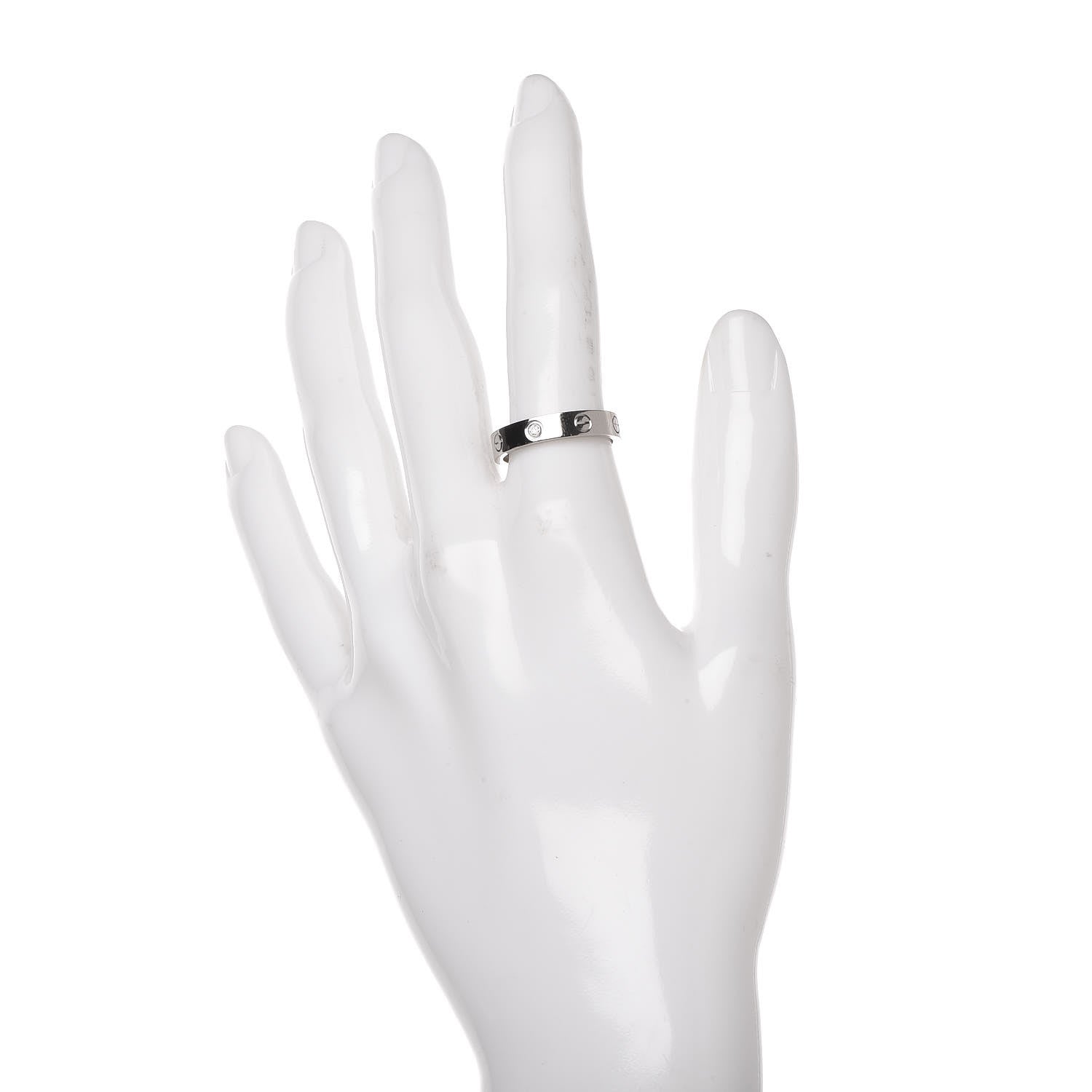 Cartier 18K White Gold Diamond 3.5mm LOVE Wedding Band Ring 54 6.75 2 of 4