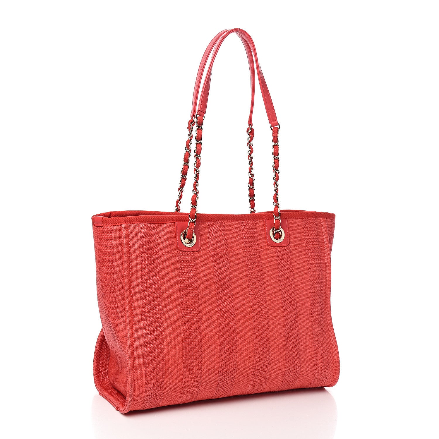Chanel Mixed Fibers Striped Small Deauville Tote Red 2 of 9